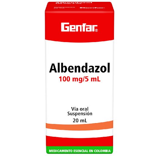 ALBENDAZOL 100 MG5 ML SUSPENSION X 20 ML GENFAR drogueria la de todos Colombia (1) ALBENDAZOL 100 MG5 ML SUSPENSION X 20 ML GENFAR drogueria la de todos Colombia