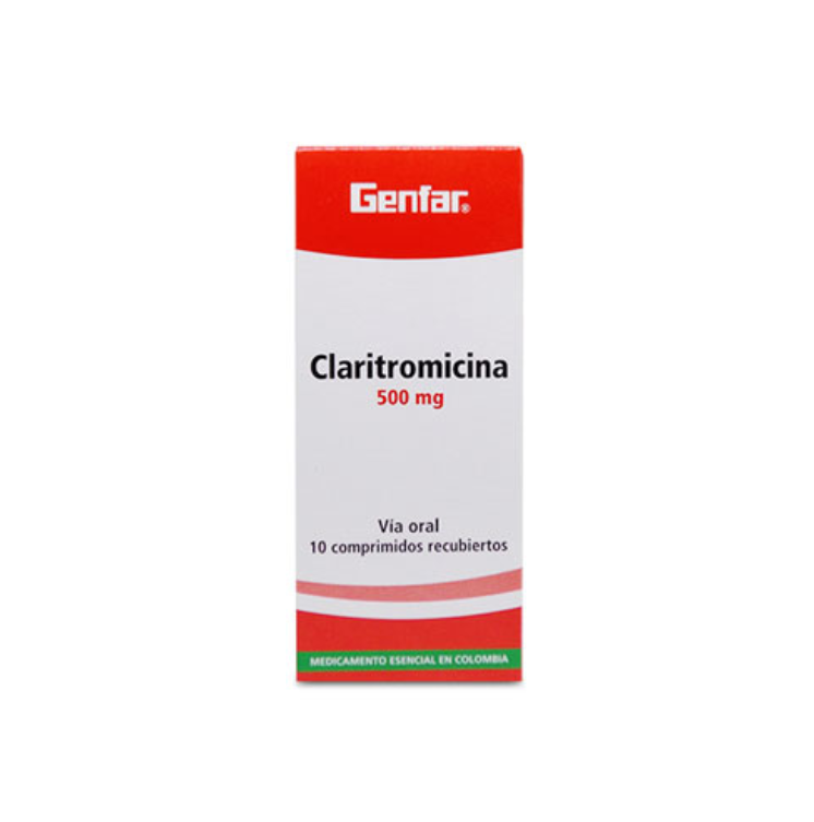 CLARITROMICINA 500 MG CAJA X 10 TABLETAS - GENFAR drogueria la de todos Colombia (1) CLARITROMICINA 500 MG CAJA X 10 TABLETAS - GENFAR drogueria la de todos Colombia