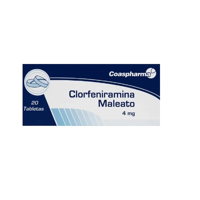 CLORFENIRAMINA MALEATO 4 MG X 20 TABLETAS COASPHARMA drogueria la de todos Colombia (1) CLORFENIRAMINA MALEATO 4 MG X 20 TABLETAS COASPHARMA drogueria la de todos Colombia