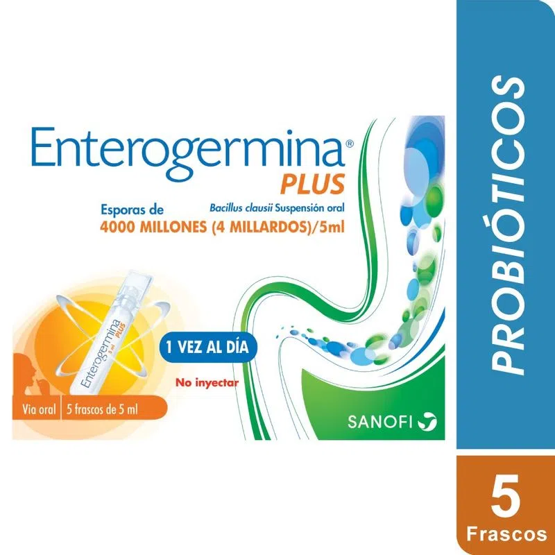224804-800-800 Enterogermina Plus Suspensión Oral Caja Con 5 Frascos De 5 Ml C/U - Imagen 1