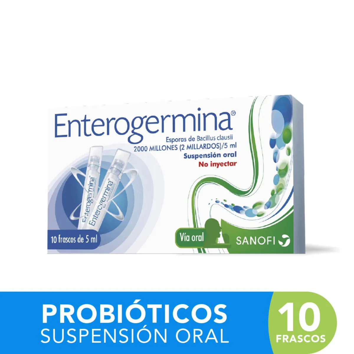 3582910009900 Enterogermina Suspensión Oral Caja Con 10 Frascos Con 5 mL C/U - Imagen 1