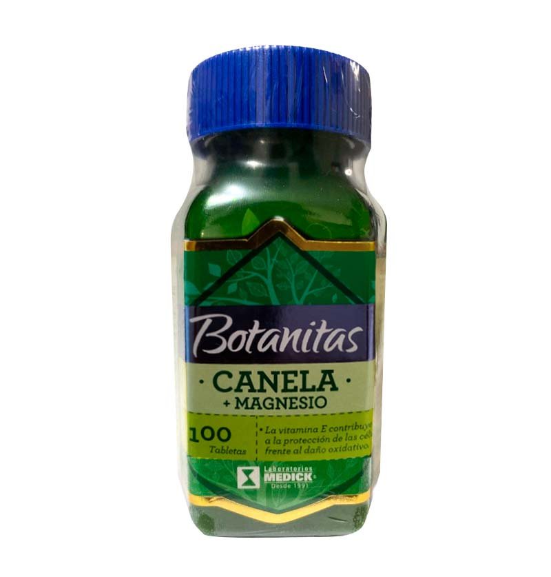 botanitas CANELA + MAGNESIO + VITAMINA E 100 TABLETAS MEDICK - Imagen 1