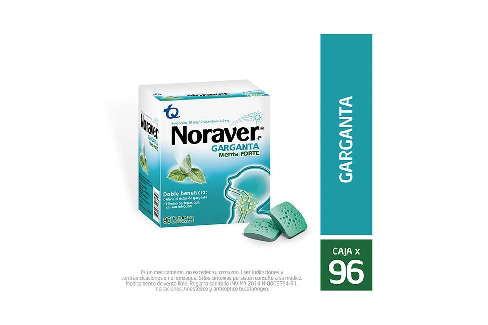 comprar-en-cafam-noraver-garganta-sabor-a-menta-forte-caja-con-96-pastillas-precio Noraver Garganta Cereza Tm 10Gr Caja X 12 Tabletas - Imagen 1
