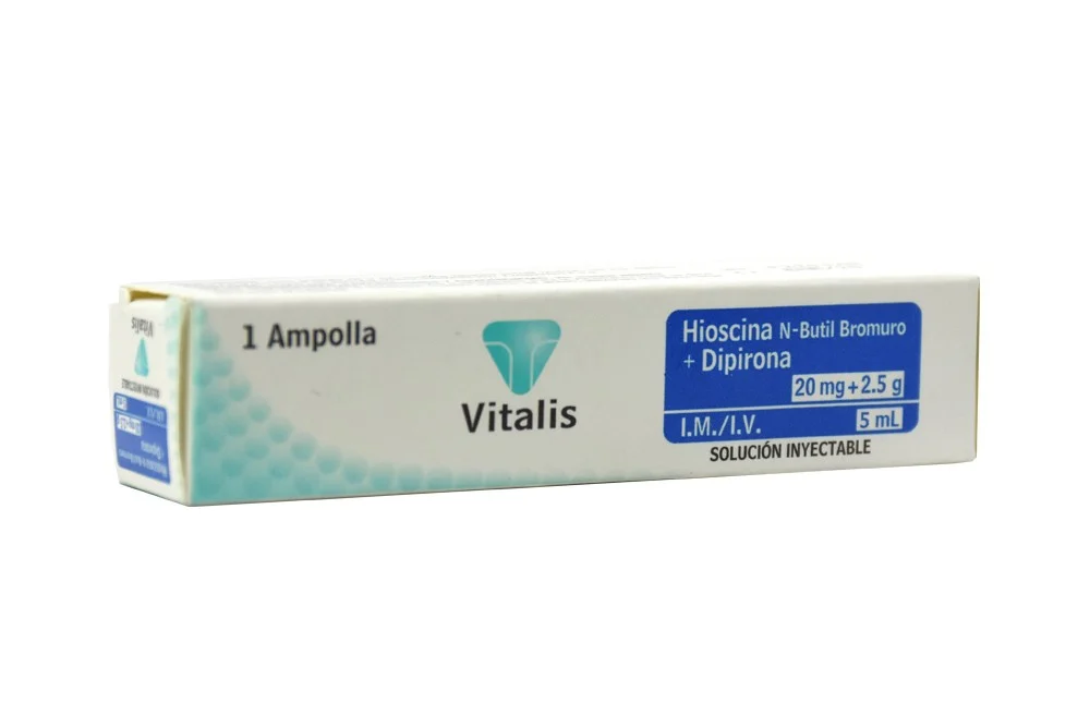 hioscina-n-butil-bromuro-20-mg-dipirona-25-gr-caja-con-1-vial-con-5-ml-rx Hioscina N-Butil Bromuro 20 Mg + Dipirona 2.5 Gr Caja Con 1 Vial Con 5 Ml - Imagen 1