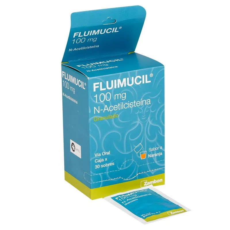 7703445030030 Fluimucil 100 Mg Caja 30 Sobres Sabor Naranja - Imagen 1
