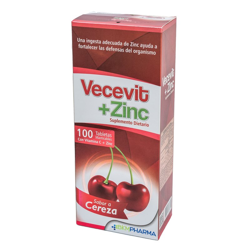 IMAGEN-PAGINA-1400 Vecevit Vitamina C + Zinc Cereza 100 Tabletas - Imagen 1