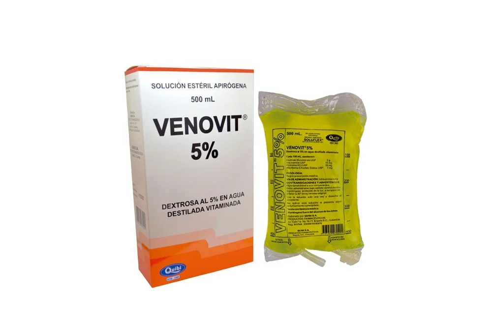 comprar-venovit-5-solucion-esteril-apirogena-caja-con-bolsa-en-pvc-con-500-ml-rx-precio Venovit 5% Solución Estéril Apirógena Caja Con Bolsa En Pvc Con 500 Ml - Imagen 1