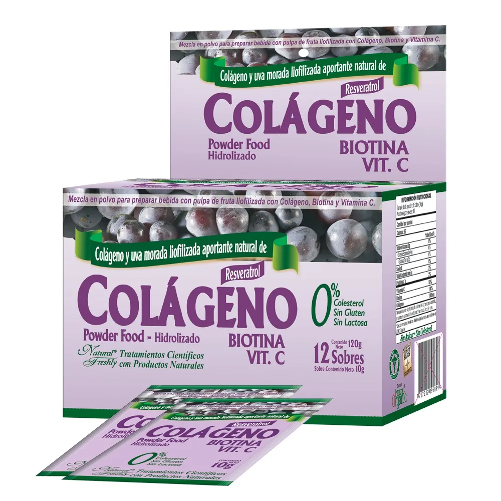 7707232090658_1_COLAGENO---BIOTINA---VITAMINA-C-POLVO-NATURAL-FRESH-X-120G Colágeno Hidrolizado Sabor Uva Caja De 12 Sobres - Imagen 1